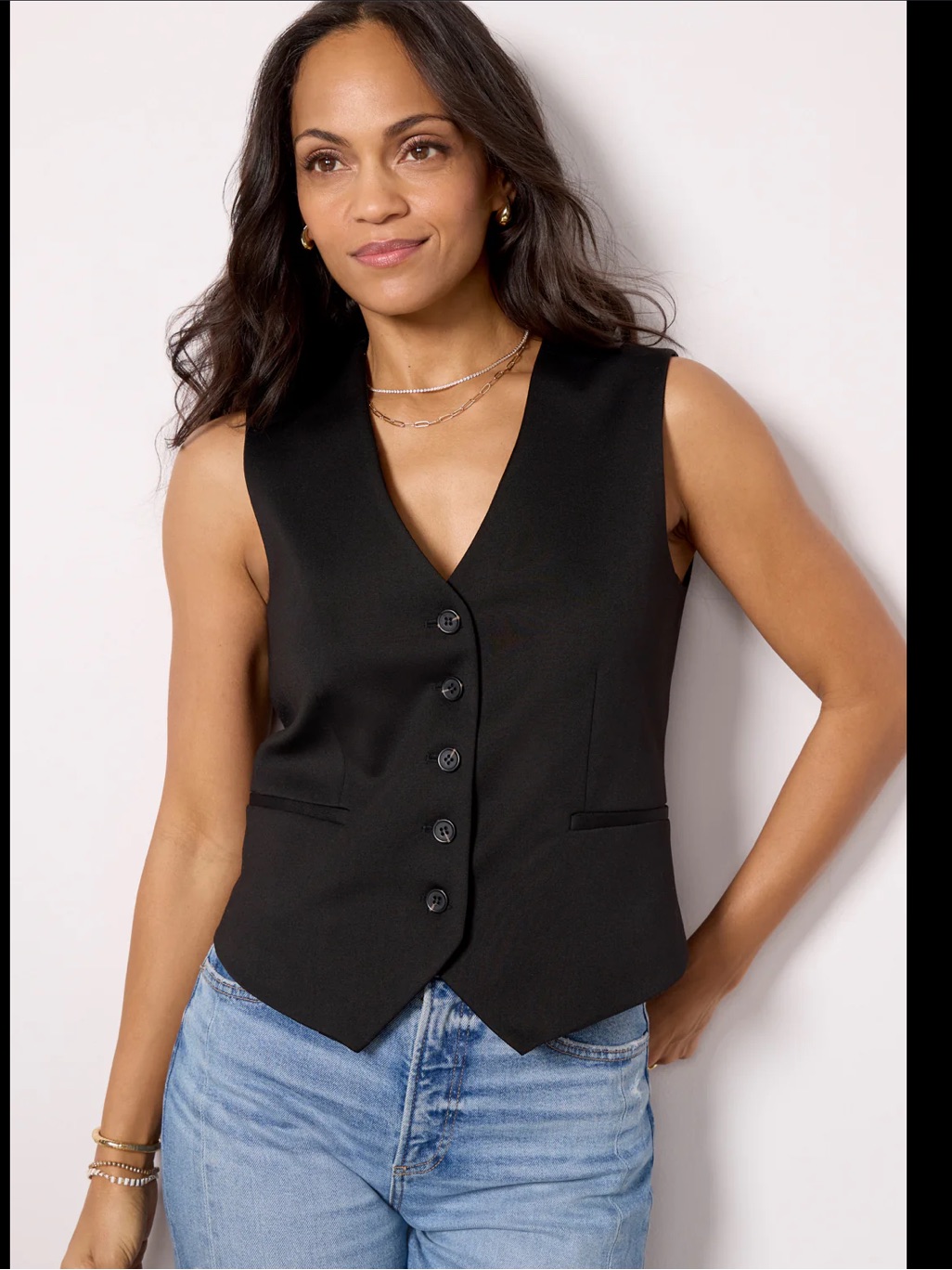 Theory Black Five-Button Suit Vest